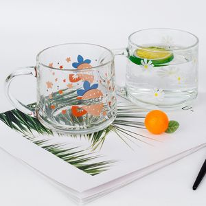 Kreative Erdbeere Muster Glas Becher Frühstück Mlik Kaffee Tasse Haushalt Paar Wasser Tassen Transparent Drink Mit Griff