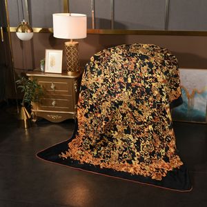Casual Digital Printing Throw Blanket 100% Double Layer Brocade Fox Velvet Room Decoration Blankets Outdoor Picnic Mats 150*150CM