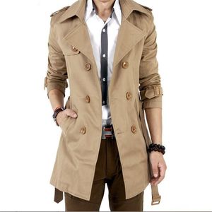 Men's Trench Coats Spring And Autumn Business Casual Windbreaker Overcoat Jacket Coat Korean Double-breasted Belt Fashion