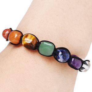 7 Chakra Yoga Natural Stone Fios Brends Bracelete Mulheres homens Mi￧os irregulares Bracelets J￳ias de moda Will e Sandy Gift