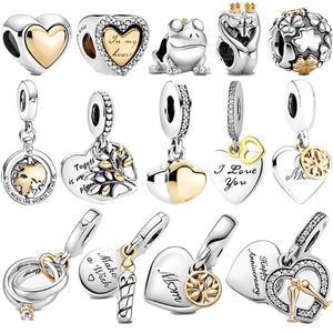 Outros 925 Sterling Silver Circular Frisado Goldado Heart-shaped Aniversário Candle Charm Fit Bracelete Original DIY Jóias Fazendo