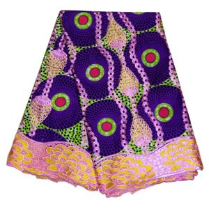 6 y / pc top venda tecido azul cera africano e rosa impresso água solúvel pinho cones design rendas de cordão francês para molho lbl26-3