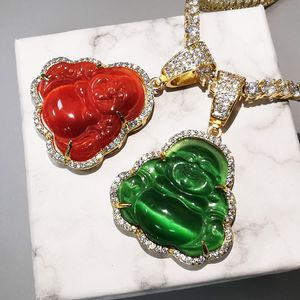 Новая мода многоцветный будда кулон кубическое зирконное ожерелье с теннисной цепью хип-хоп панк ювелирных украшений подарки
