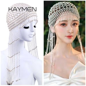 Kaymen Exotiska Cleopatra Beaded Belly Dance Head Cap Hat, Hårtillbehör, Pearl Headpiece För Kvinnor Party Bröllop Visar 1014 x0726