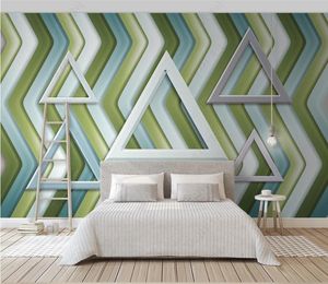 Personalizado 3D papel de parede moderno linha geométrica triângulo parede parede murais sala de estar tv sofá estudo fundo wallpapers