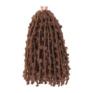 20 Strands / adet Kelebek Locs Tığ Saç 12 inç Sıkıntılı Faux Locs Saç Yumuşak Kelebek Locs Ön Döngü Tığ Örgüler Siyah Kadınlar için Tığ Saç