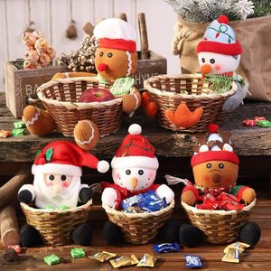 Wesołych Świąt Cukierki Rattan Kosz Boże Narodzenie Dekoracje Elk Snowman Santa Claus Kosze Owoce Food Lovely Home Decor Sea Way T9i001447