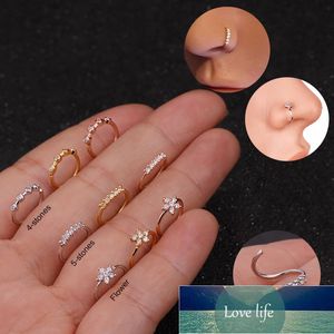 Chissen 1 Pc Nose Piercing Body Jewelry Cz Nose Hoop Nostril Nose Ring Tiny Flower Helix Cartilage Tragus Ring
