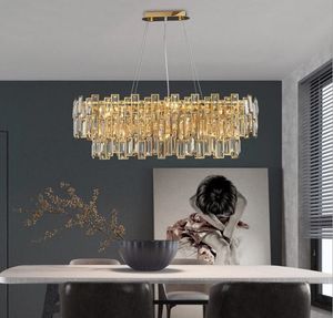 Phube Lighting Modern Crystal ljuskrona för matsal Island Kök Cristal Hängande lampa Heminredningsfjädring Armatur