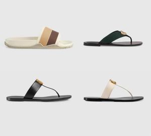 Partihandel Sommar Märke Designer kvinnor Flip flops Tofflor Mode äkta läder rutschkanor sandaler Metallkedja Dam Fritidsskor 35-46