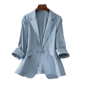 Autumn Korean Slim Small Suit Blazer Women Solid Jacket Coat 3/4 Sleeve Office Lady Wear Femme Fashion