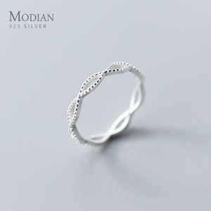 Geométrico Oval Wave Splice Ring para Mulheres Fashion Genuine 925 Sterling Silver Simples Fine Jewelry Acessórios 210707