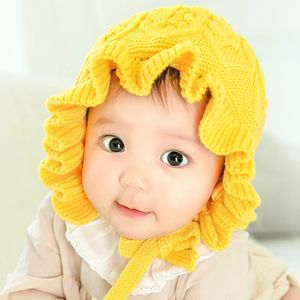 Einfarbige Babymützen aus Wolle, gestrickt, geknotet, weich, elastisch, Haarschmuck für Babys, Jungen und Mädchen