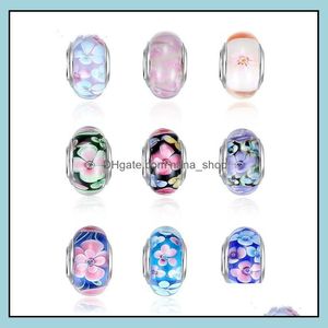 Cancamini Risultati di gioielli Componenti Sier Flower Murano Glass Perle adatte braccialetti Braccialetti originali European Delivery Drople Delive 2021 JNSFB