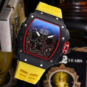 Men's Watches Luxury Chronograph 6-Pin Running Second Unique Creative Calendar Silicone Strap Male Wristwatch16217q