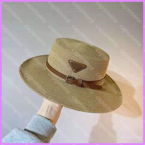 Плоская шляпа-ведро Дизайнерские женские кепки Шляпы Мужская тканая соломенная шляпа Женская повседневная летняя пляжная бейсболка D218023F263V