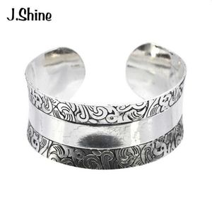 Jshine Vintage Gypsy Bohemian Gioielli tibetani Argento antico Braccialetti di colore Braccialetti Intagliati Braccialetti con polsini Q0719