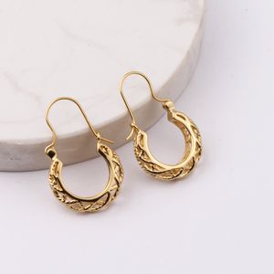 925 Sterling Silver Hoop Stud أقراط أنثى طويلة مزاجية جوفاء فرنسية رجعية