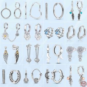 2022 New 925 Sterling Silver Double Hoop Earrings Fit Original Pandora Charms Diy Fine Jewelry Women Gift for Fashion Earring