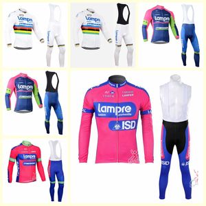 Mens Lampre Team Cycling Long Sleeves Jersey (Bib) Pants Passar Autumn Cycling Jersey Cykelkläder Racing Wear Ropa Maillot Y21031504