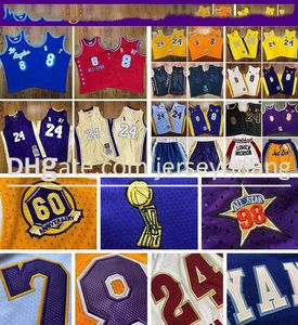 Men stitched Basketball Jerseys Los 24Angeles 8 blackMamba Mitchell&Ness 96-97 00-01 07-08 08-09 09-10 ALL-Star Hardwoods Classic retro jersey and just don shorts S-2XL