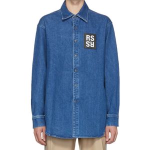 Мужские повседневные рубашки обратная мода High Street RAF Simons Classic кожаная ковбойская рубашка тяжелая стиральная старая 19 новая свободная