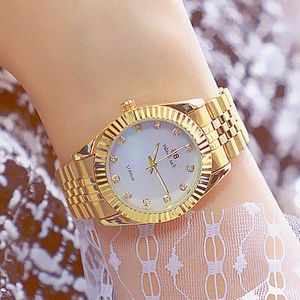 Orologi eleganti Donna Marca famosa Elegante orologio da polso femminile Acciaio inossidabile Diamante Oro Orologi da donna Montre Femme 210527