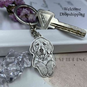 Custom Pet Keychain Foto Personliga Pet Keychain Foto Anpassad Keychain Djurhalsband Minne Smycken Gravergåva H0915