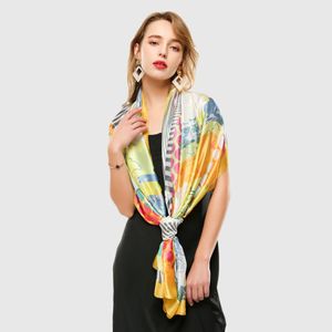Kvinnor Silk Neck Scarf Luxury Brand Print Foulard Stor Shawl Wrap Beach Sarong [3383]