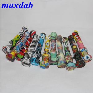 Painting Silicone Nectar Straw Smoking Water Pipes with Titanium Nail quartz nails tip For Dab Rig bongs hand Pipe