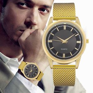 Men's Fashion Ultra Thin Simple Watches Business Stainless Steel Mesh Belt Quartz Watch