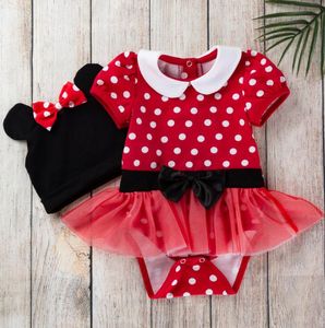 Çocuk Giyim Avrupa ve Amerikan Bebek Kırmızı Prenses Elbise Bebek Moda Kısa Kollu Tulum Polka Dot Elbise Etek Takım Elbise