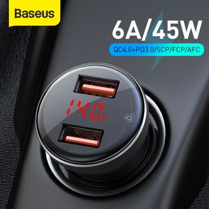 Baseus 45W شحن سريع 4.0 USB Samsung Xiaomi 10 QC 4.0 3.0 PD 3.0 شحن سريع لشاحن سيارة الهاتف