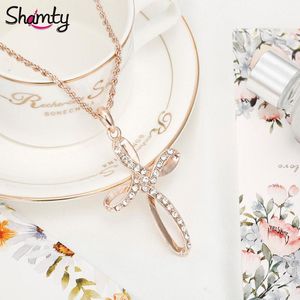 Shamty Rose Gold Color Стеклянный Крест Ожерелье Украина Мода Ювелирных Изделий Подарок