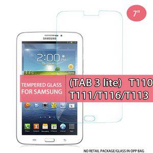 Protetor de tela de vidro temperado comprimido para Samsung Galaxy Tab 3 Lite T110 T111 T116 T113 7 polegadas de vidro no saco OPP