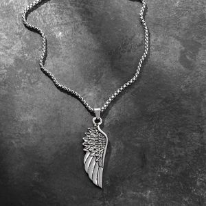 Pendant Necklaces Fashion Angel Pendants Men Womens Silver Color Necklace Alloy Steel Gothic Vintage Wing Mens Jewelry Aesthetic