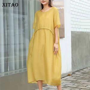 Plus Size Dress Fashion Women Pullover Goddess Fan Casual Style Loose Summer Elegant Solid Color LDD2039 210529