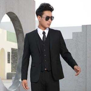 Erkekler Slim Fit İş Resmi Rahat Klasik Takım Elbise Düğün Damat Parti Balo Tek Göğüslü Düz Renk Siyah Gri Donanma Mavi X0909