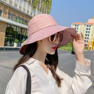 2021 Sun Hat Fashion Fashion Sunscreen Versão Coreana de Silver Stretch Chapéus Fino Face Vazio Top Hat Boné