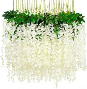 12-teiliges Set, künstliche Wisteria-Rebe, künstliche Blumen zum Aufhängen, für Zuhause, Garten, Hochzeit, Geburtstag, Weihnachten, Büro