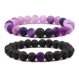 Natural Matte Fire Dragon Veins Agate Bracelet Mixed Colors Round Beads Stretch Couple Bracelet