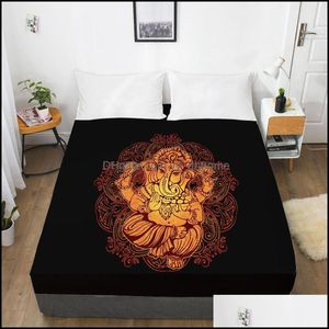 Lençóis conjuntos de cama Suprimentos Home Têxteis Jardim 3D HD Impressão Digital Folha de cama personalizada com elástico, Twin Flor Rei, Golden On