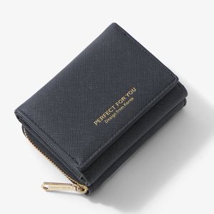 Kvinnliga plånböcker Trifold Slim Matte Leather Card Holder myntficka liten handväska