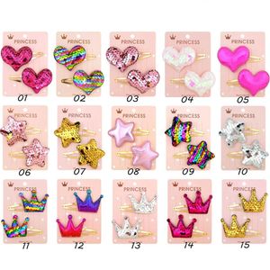 INS 15+ Styles 2pcs Lot Set Toddler Sequins Bow Girls Toddler Princess Love Hair Sticks Hairclips Hairbows Kids Girls Hair Accessories