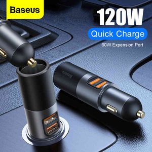 Baseus 120W USBクイックチャージQC PD 4.0 3.0の3.0 Fast ChargerアダプタiPhone 12 Xiaomiのための車のシガーライターソケット