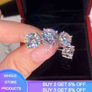 Natürliche Diamantohrringe großhandel-NXY Ohrringe mit Zertifikat Original Sterling Silber Stud Natural mm Edelstein Zirkonia Diamond für Frauen