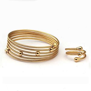 Braccialetti con bracciale avvolgente color oro di alta qualità Braccialetti con ciondoli in acciaio inossidabile multistrato di design unico per uomo e donna Q0719