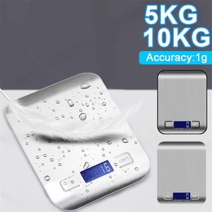 10 / 5kg elektroniska digitala köksskalor LCD-skärm 1g / 0.1oz Precise rostfritt stålmat som väger gram ounces matlagningsbakning 210728