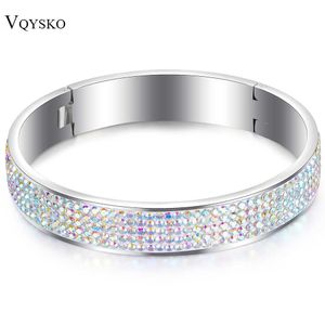 Wholesale Price Ab Color Crystal Women Bangles Custom Jewelry Stainless Steel Jewelry Bangles with Crystals Q0719