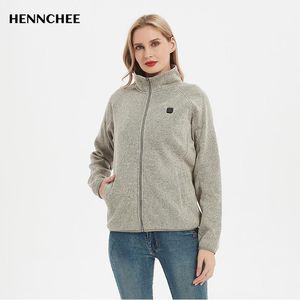 여성용 재킷 여성 가벼운 가열식 양털 재킷 옷 겨울 따뜻한 풀 지퍼 소프트 스웨터 전기 난방 코트 암컷 까마귀